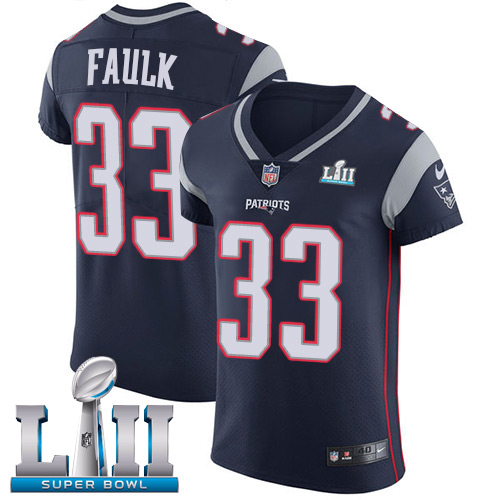Nike Patriots #33 Kevin Faulk Navy Blue Team Color Super Bowl LII Men's Stitched NFL Vapor Untouchable Elite Jersey